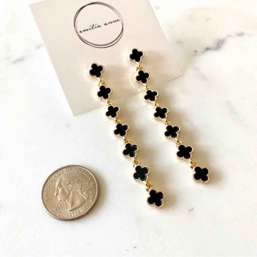 New Lucky four leaf Clover dangling earrings - Picture 3 of 4